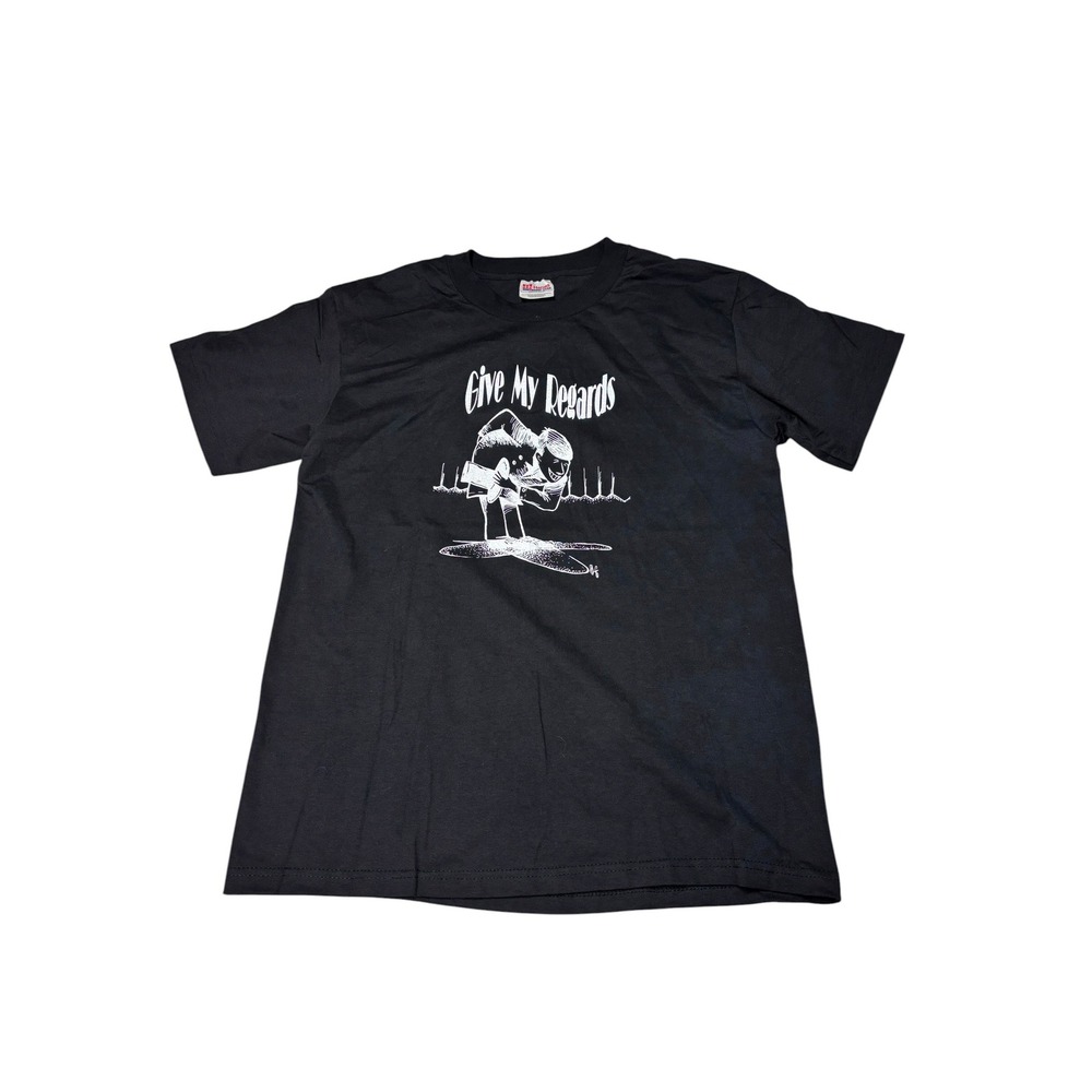 Vintage Hanes Heavyweight Give My Regards Graphic T-Shirt Black Mens Medium 90s